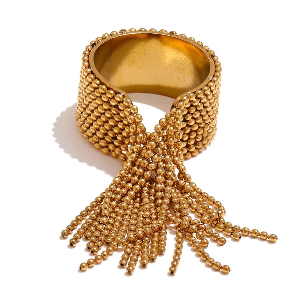 Anillo Ajustable Con Borla De Cadena Enchapado En Oro 18K Anillo 02 ZAPRINI Oro 