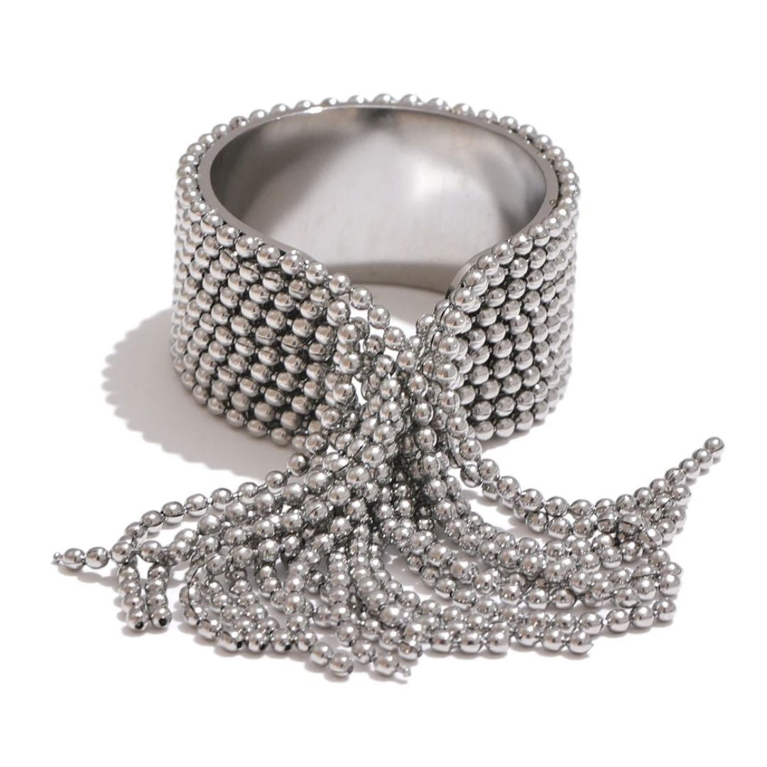 Anillo Ajustable Con Borla De Cadena Enchapado En Oro 18K Anillo 02 ZAPRINI Plata 