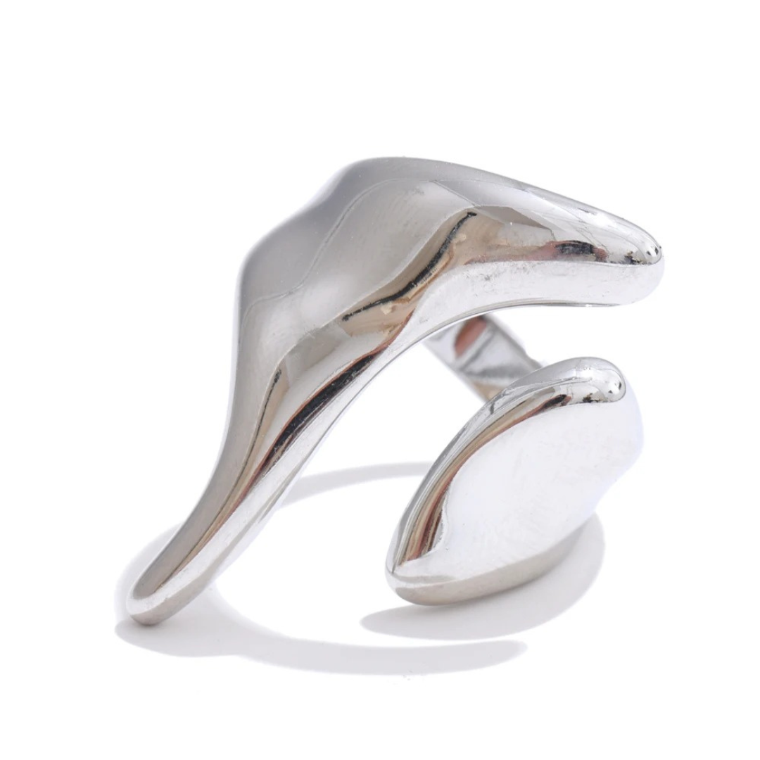Anillo Ajustable Con Diseño Asimétrico Enchapado En Oro 18K
