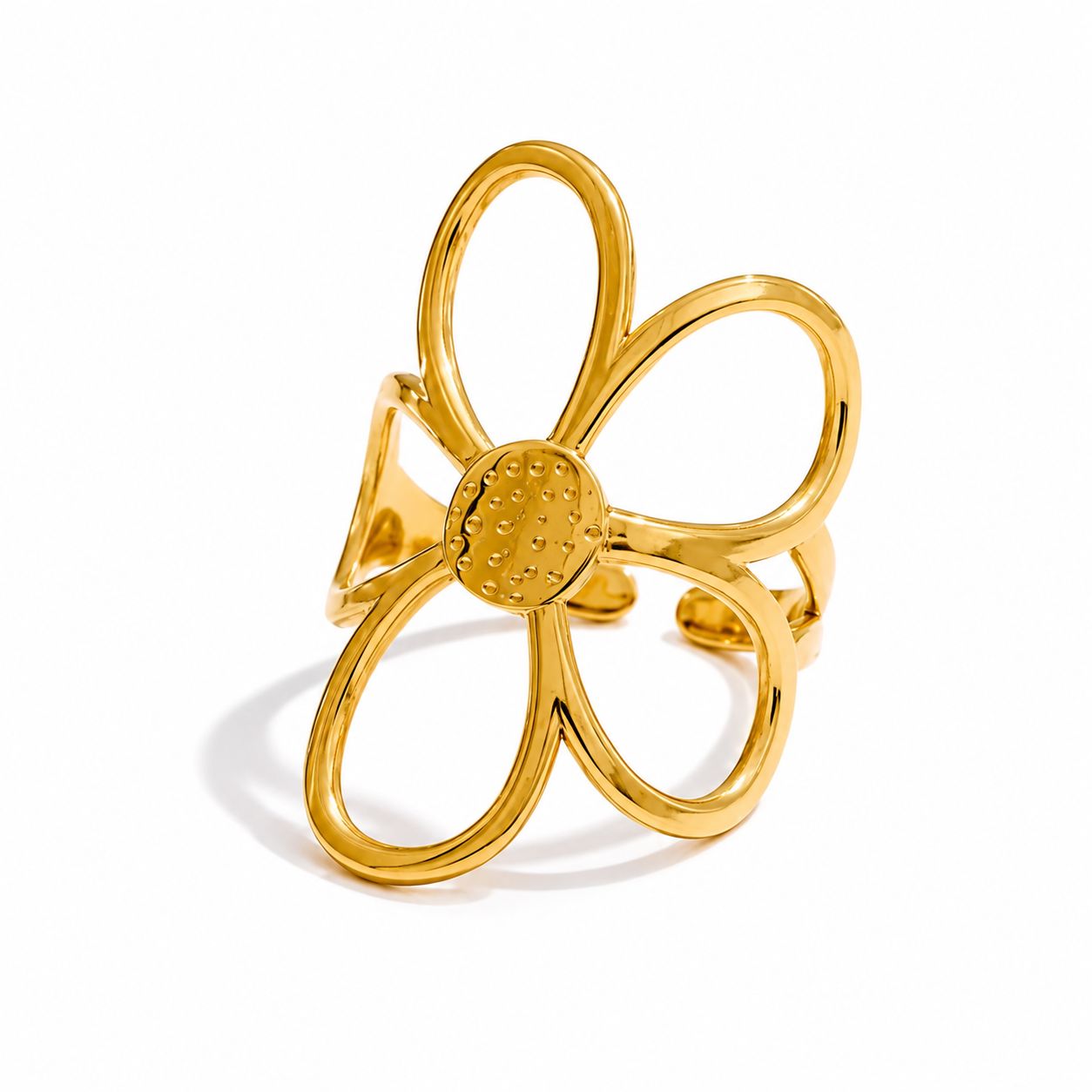 Anillo Ajustable Con Diseño De Flor Enchapado En Oro 18K Anillo 01 ZAPRINI Oro 