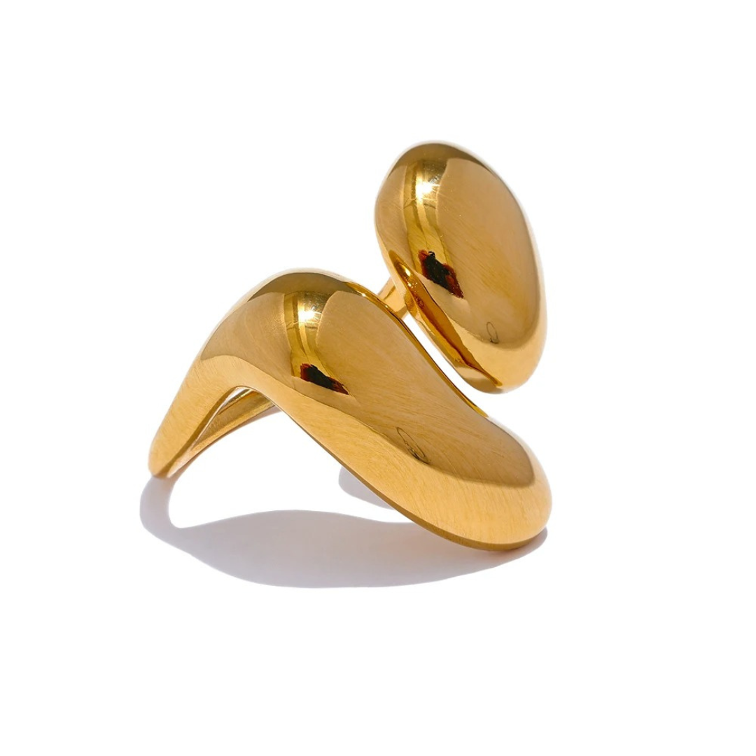 Anillo Ajustable Con Forma De Onda Enchapado En Oro 18K