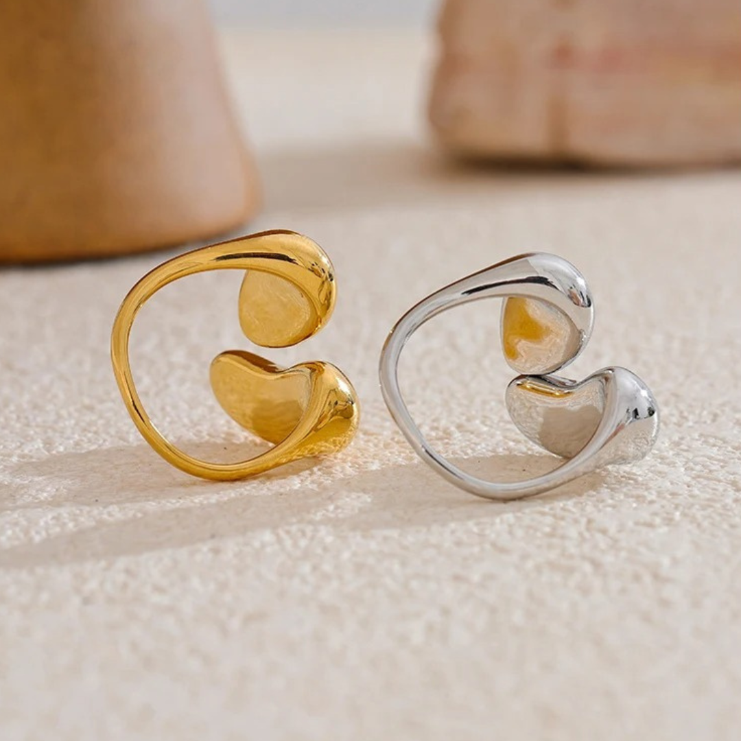 Anillo Ajustable Con Forma De Onda Enchapado En Oro 18K
