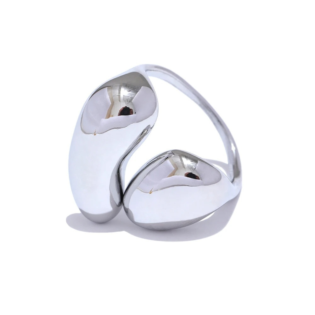 Anillo Ajustable Con Forma De Onda Enchapado En Oro 18K