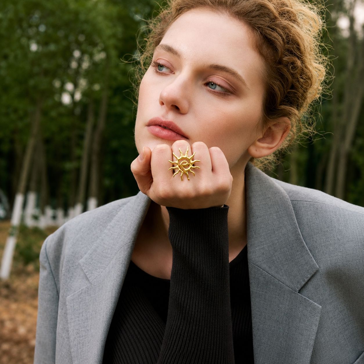 Anillo Ajustable De Sol Enchapado En Oro 18K Anillo 07 ZAPRINI 