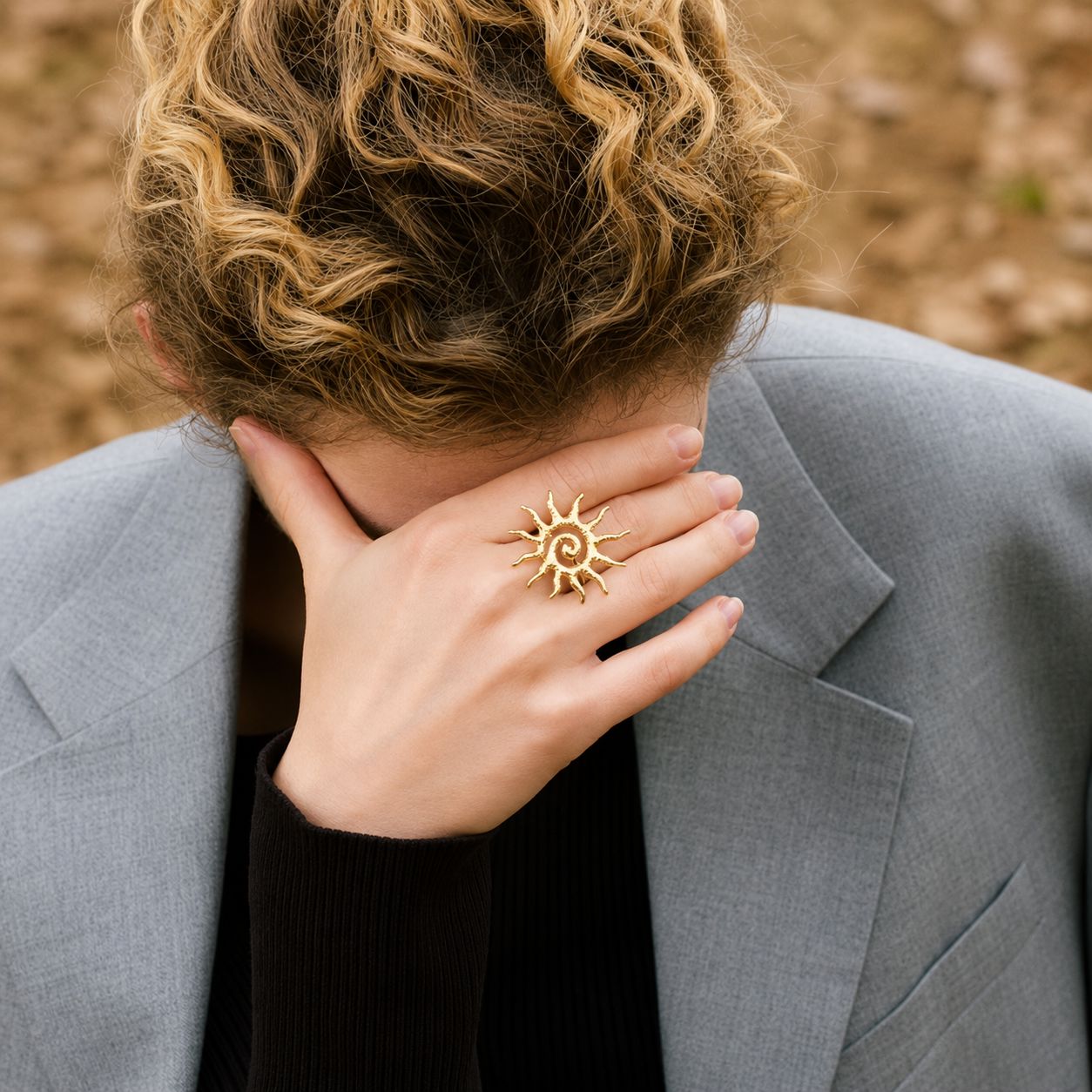 Anillo Ajustable De Sol Enchapado En Oro 18K Anillo 07 ZAPRINI 