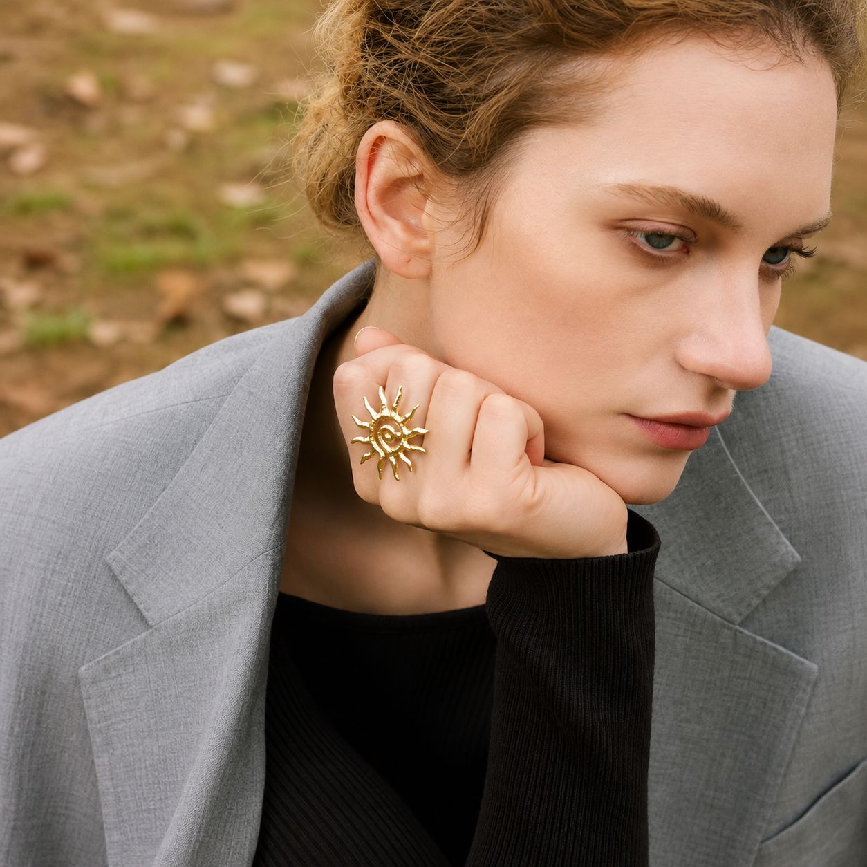 Anillo Ajustable De Sol Enchapado En Oro 18K Anillo 07 ZAPRINI 