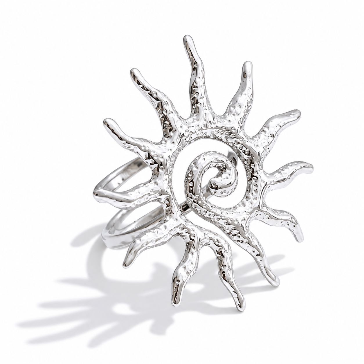 Anillo Ajustable De Sol Enchapado En Oro 18K Anillo 07 ZAPRINI Plata 
