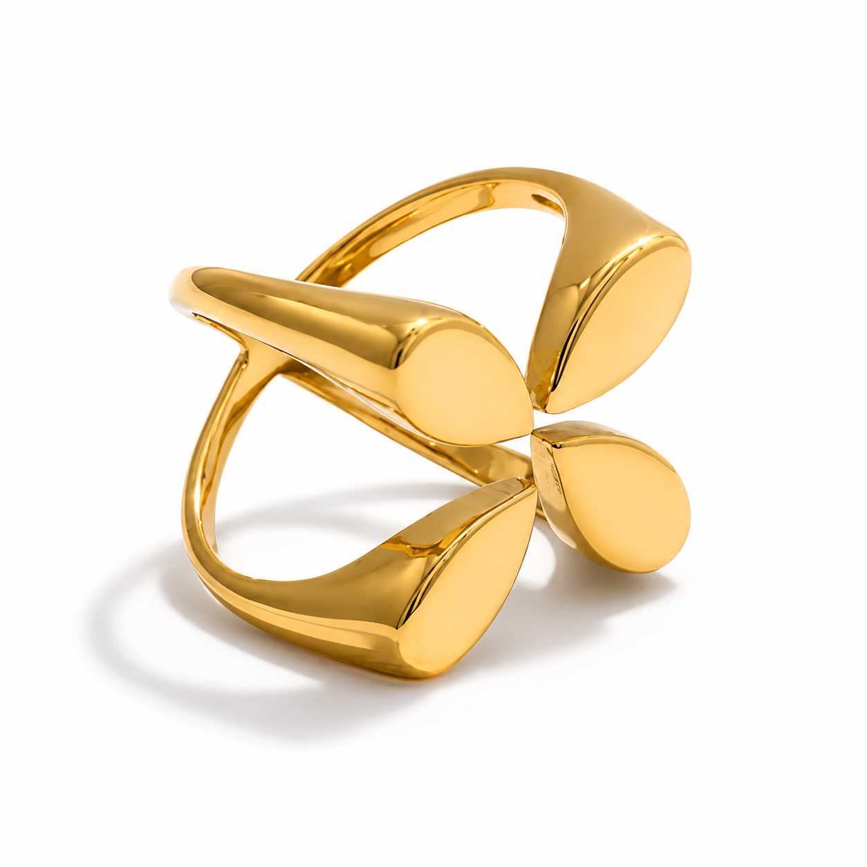 Anillo Ajustable En Forma De Flor Enchapado En Oro 18K