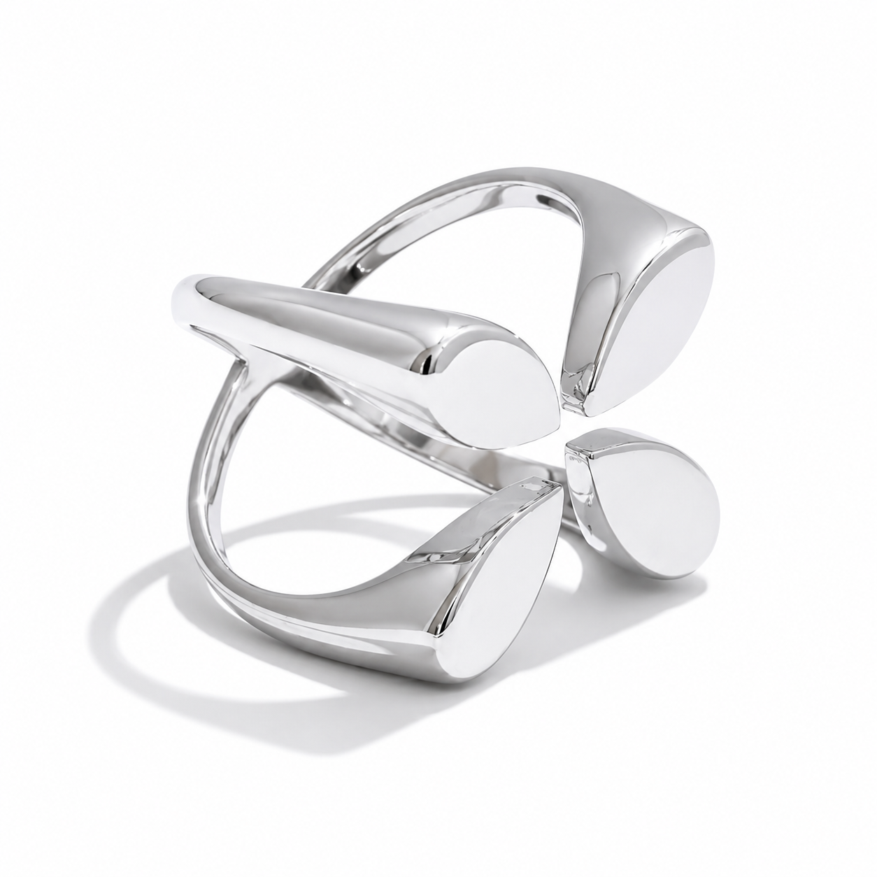 Anillo Ajustable En Forma De Flor Enchapado En Oro 18K