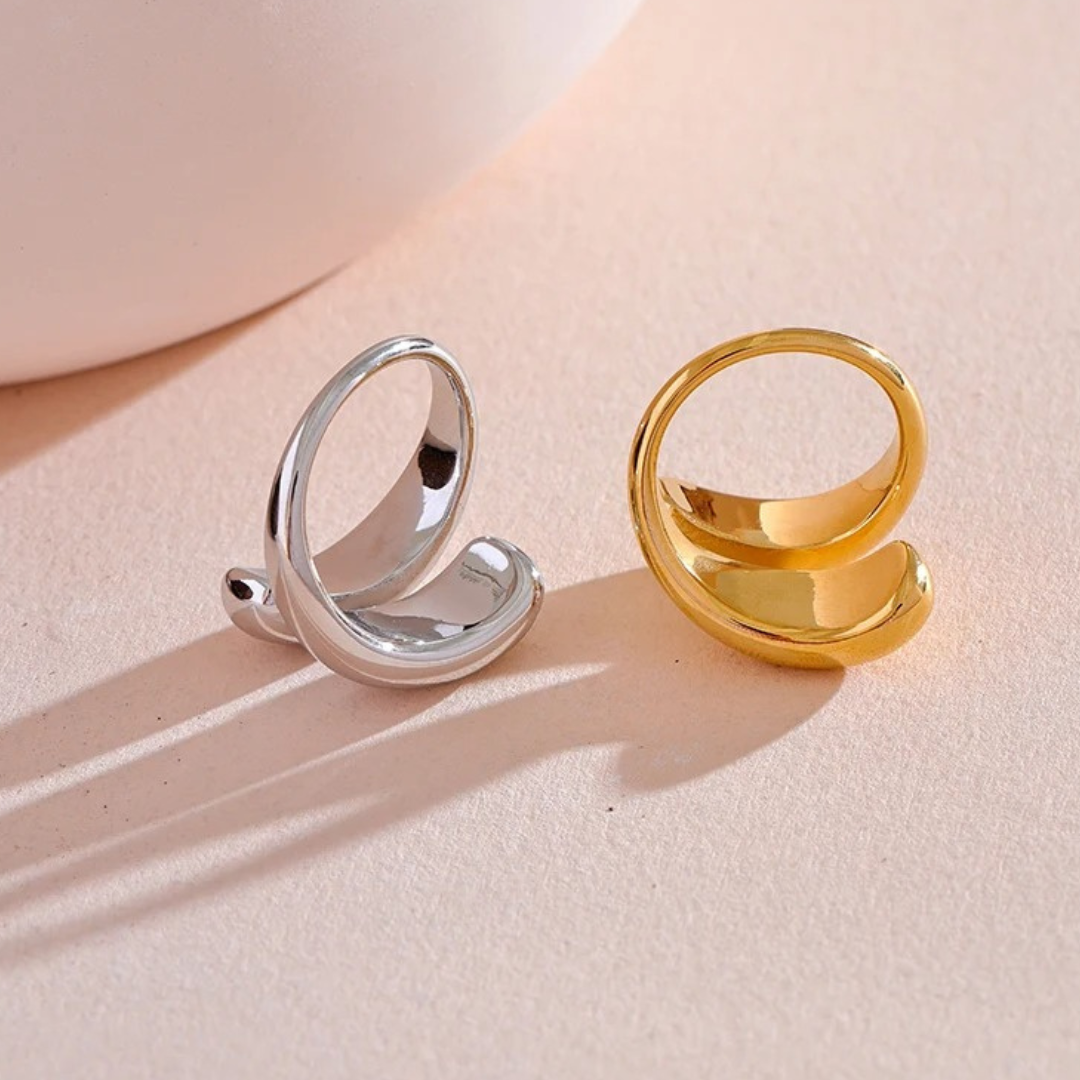 Anillo Ajustable Envolvente Enchapado En Oro 18K
