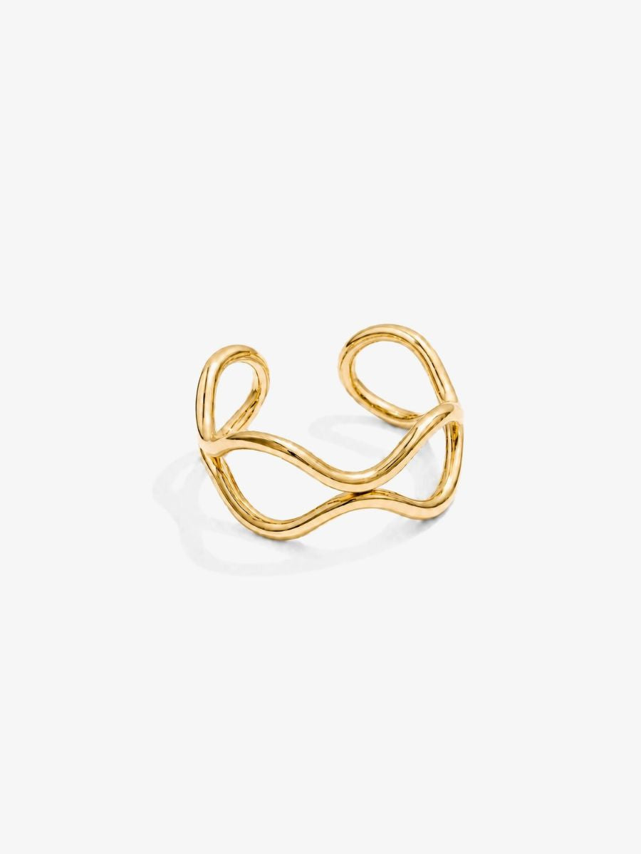 Anillo Ajustable Geométrico Hueco Enchapado En Oro 18K Anillo 07 ZAPRINI 