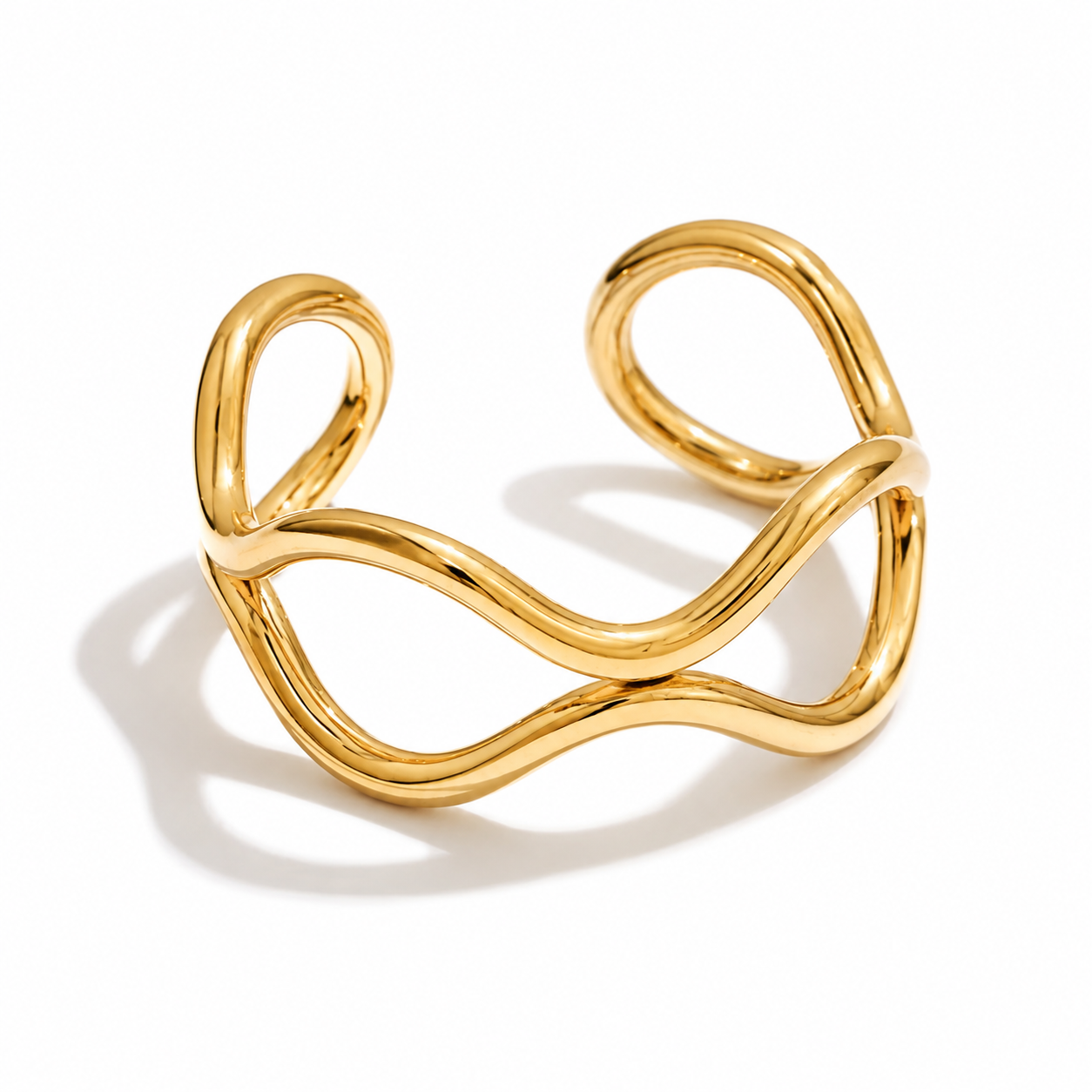 Anillo Ajustable Geométrico Hueco Enchapado En Oro 18K