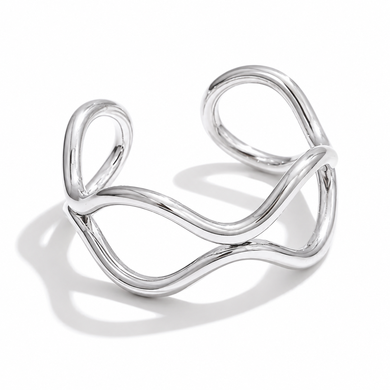 Anillo Ajustable Geométrico Hueco Enchapado En Oro 18K