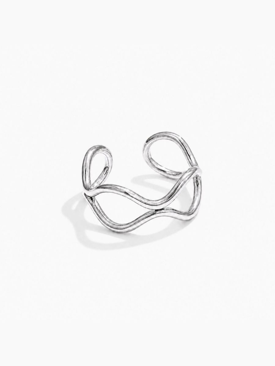 Anillo Ajustable Geométrico Hueco Enchapado En Oro 18K Anillo 07 ZAPRINI 