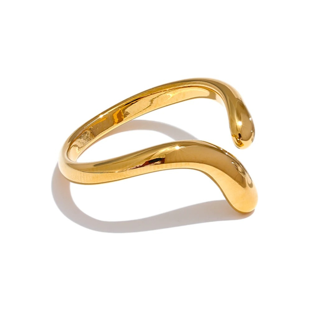Anillo Ajustable Minimalista Enchapado En Oro 18K