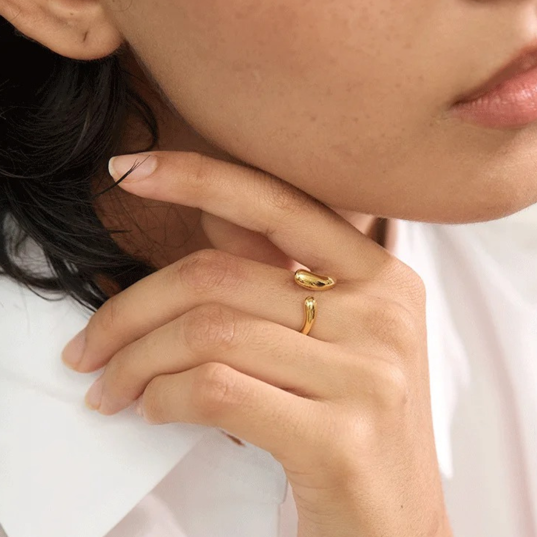 Anillo Ajustable Minimalista Enchapado En Oro 18K