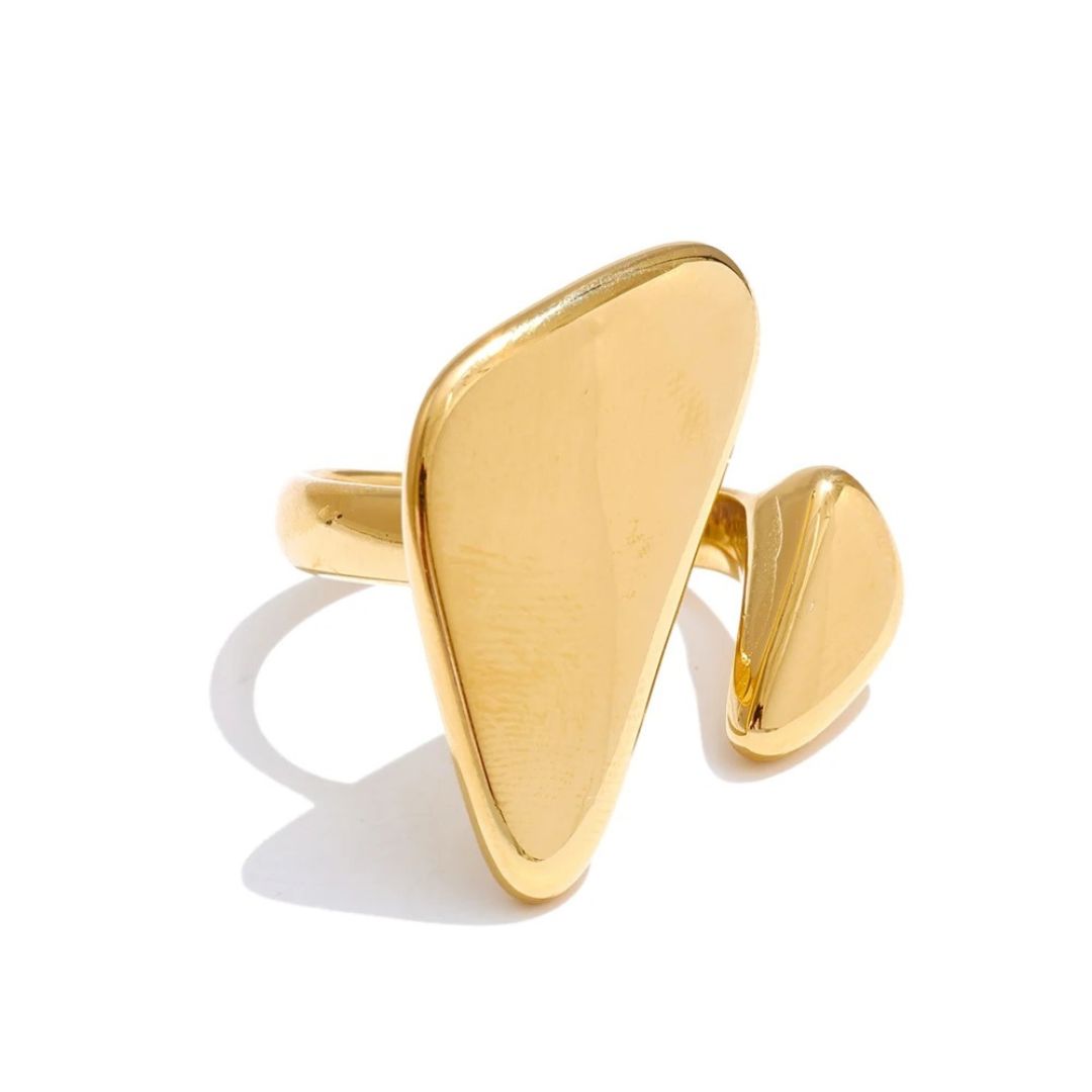 Anillo Ajustable Triangular Minimalista Enchapado En Oro 18K Anillo 03 ZAPRINI Oro 