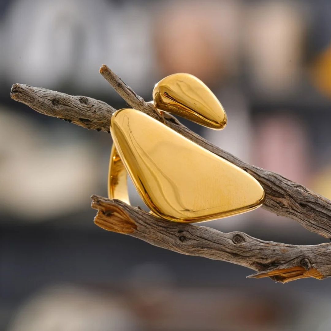 Anillo Ajustable Triangular Minimalista Enchapado En Oro 18K Anillo 03 ZAPRINI 