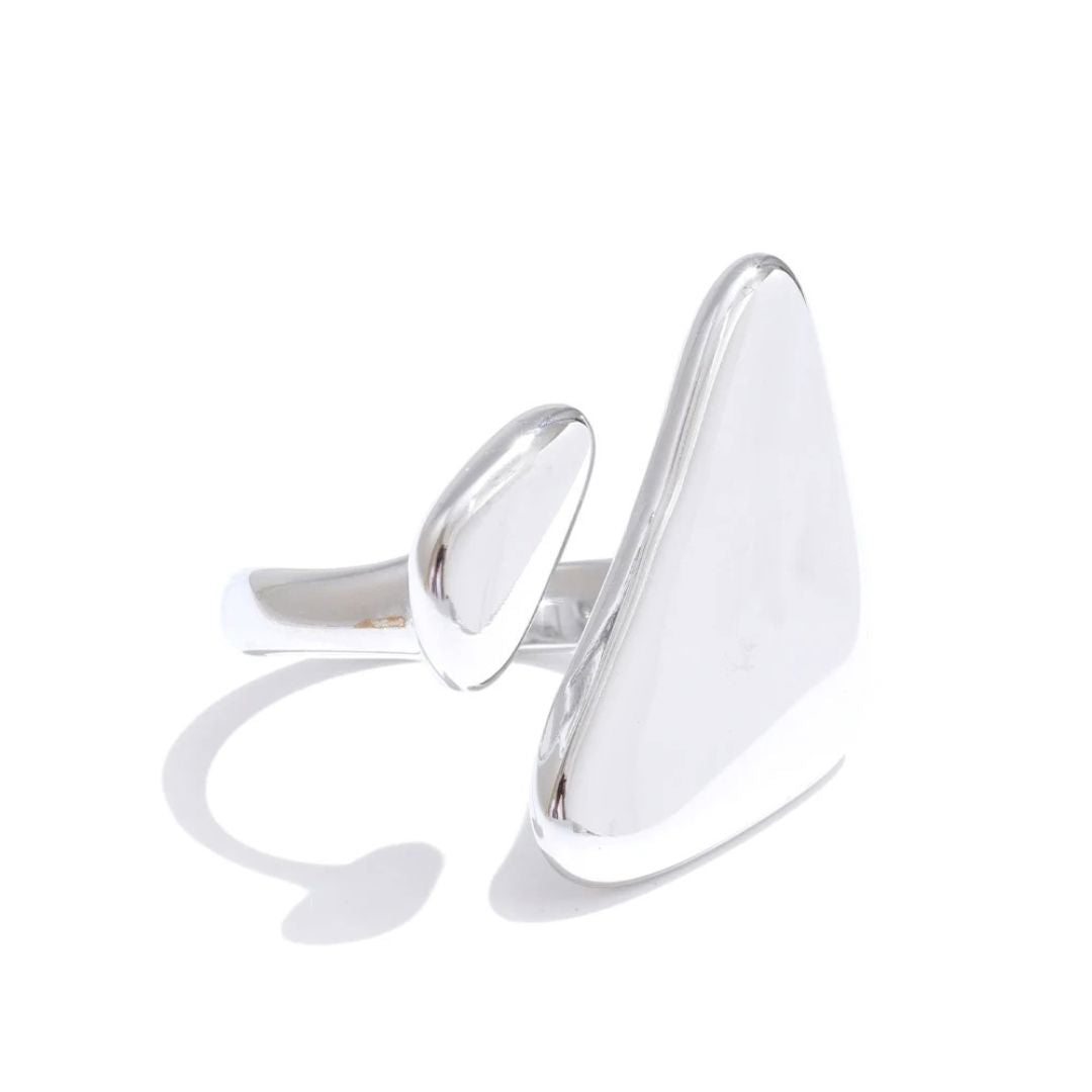 Anillo Ajustable Triangular Minimalista Enchapado En Oro 18K Anillo 03 ZAPRINI Plata 