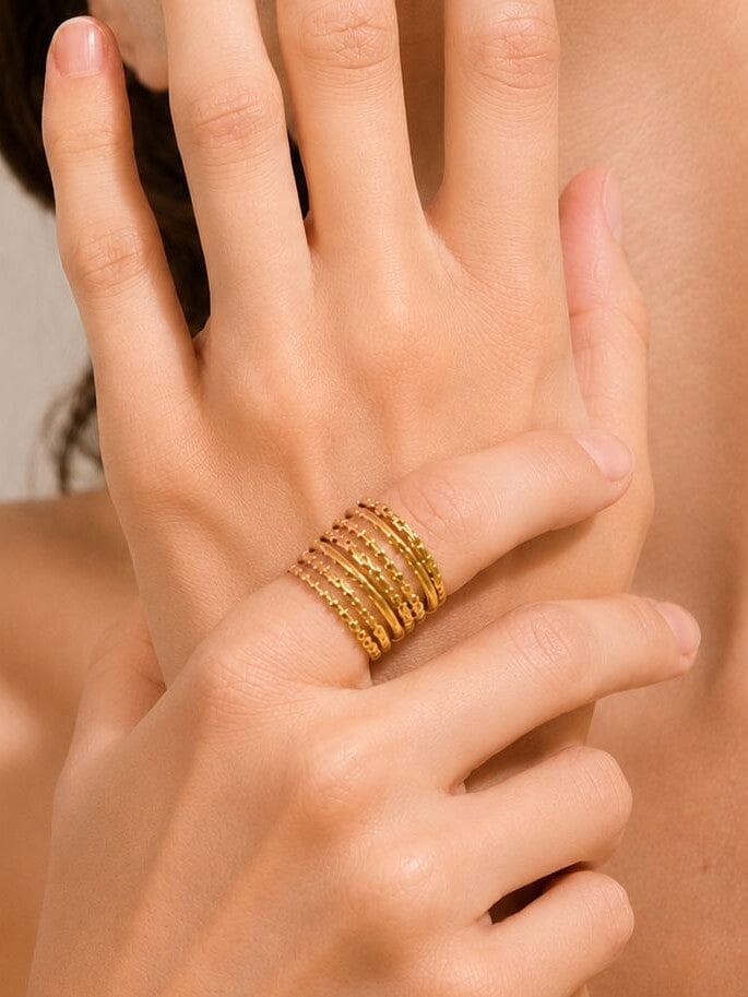 Anillo Ajustable Ancho En Capas Enchapado En Oro 18K Anillo 08 ZAPRINI Oro AJUSTABLE 