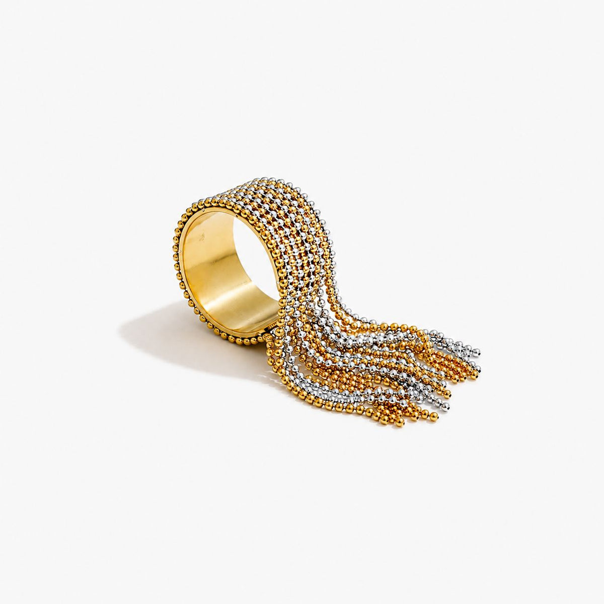 Anillo Ajustable Con Borla De Cadena Enchapado En Oro 18K Anillo 02 ZAPRINI 