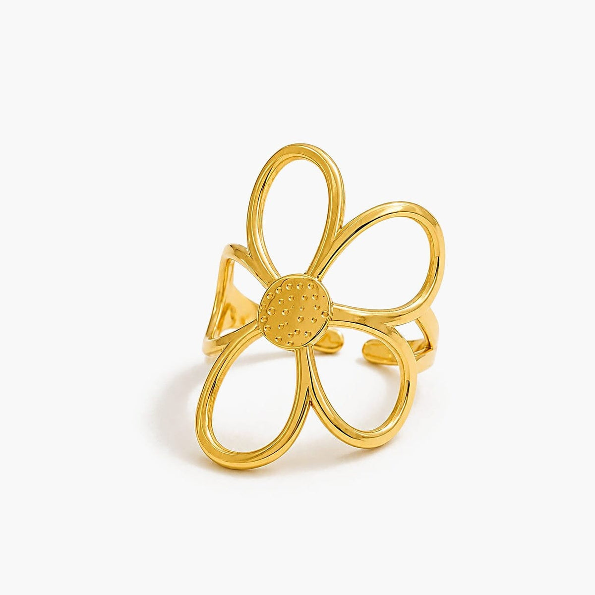 Anillo Ajustable Con Diseño De Flor Enchapado En Oro 18K Anillo 01 ZAPRINI 