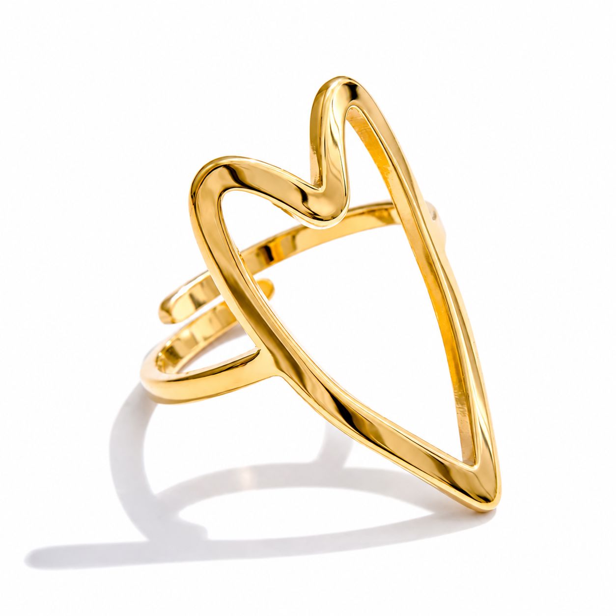 Anillo Ajustable Con Forma De Corazón Enchapado En Oro 18K Anillo 09 ZAPRINI Oro 