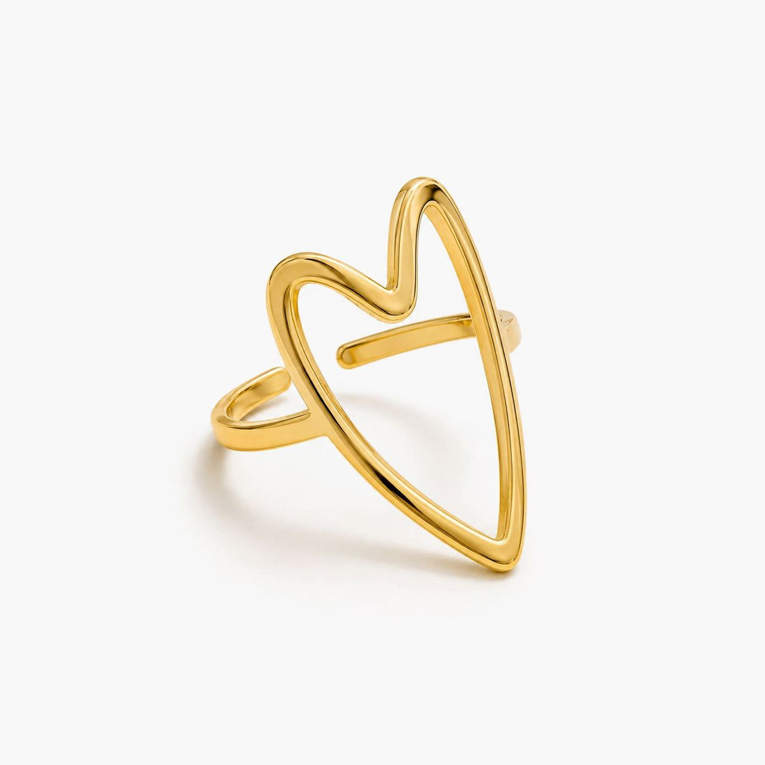 Anillo Ajustable Con Forma De Corazón Enchapado En Oro 18K Anillo 09 ZAPRINI 