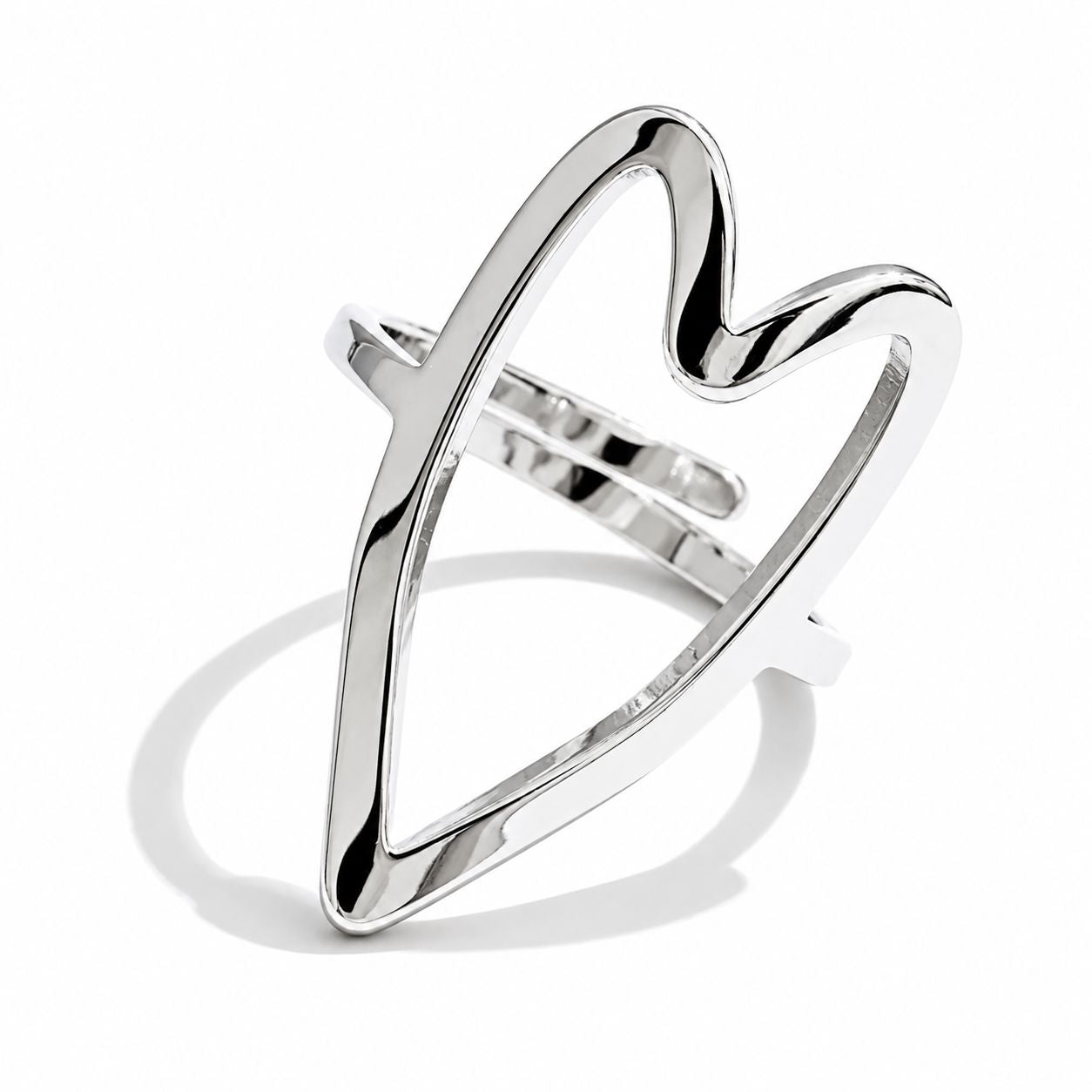Anillo Ajustable Con Forma De Corazón Enchapado En Oro 18K Anillo 09 ZAPRINI Plata 