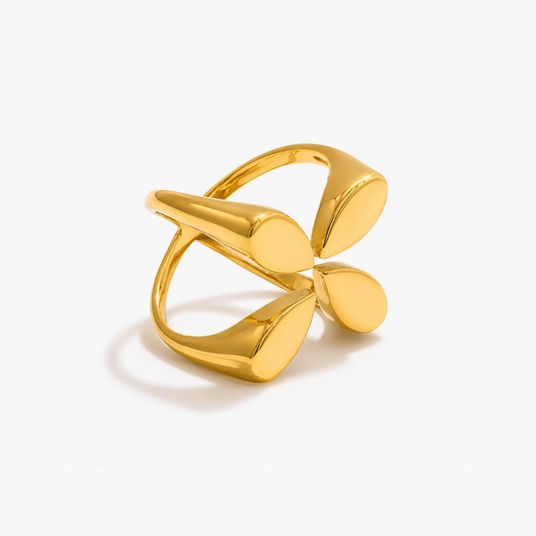 Anillo Ajustable En Forma De Flor Enchapado En Oro 18K Anillo 10 ZAPRINI 
