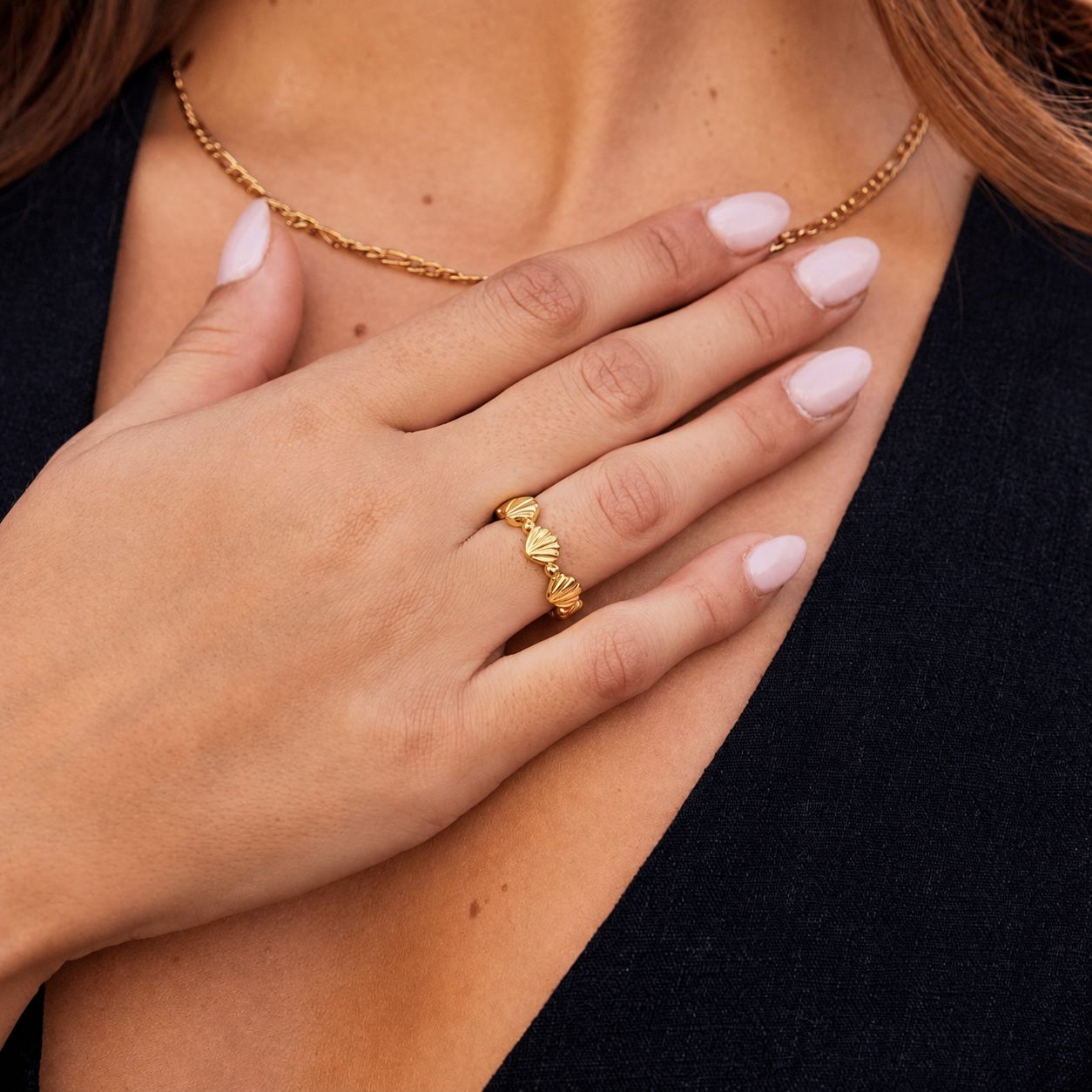 Anillo Ajustable Estilo Oceáno Enchapado En Oro 18K Anillo 05 ZAPRINI Oro 
