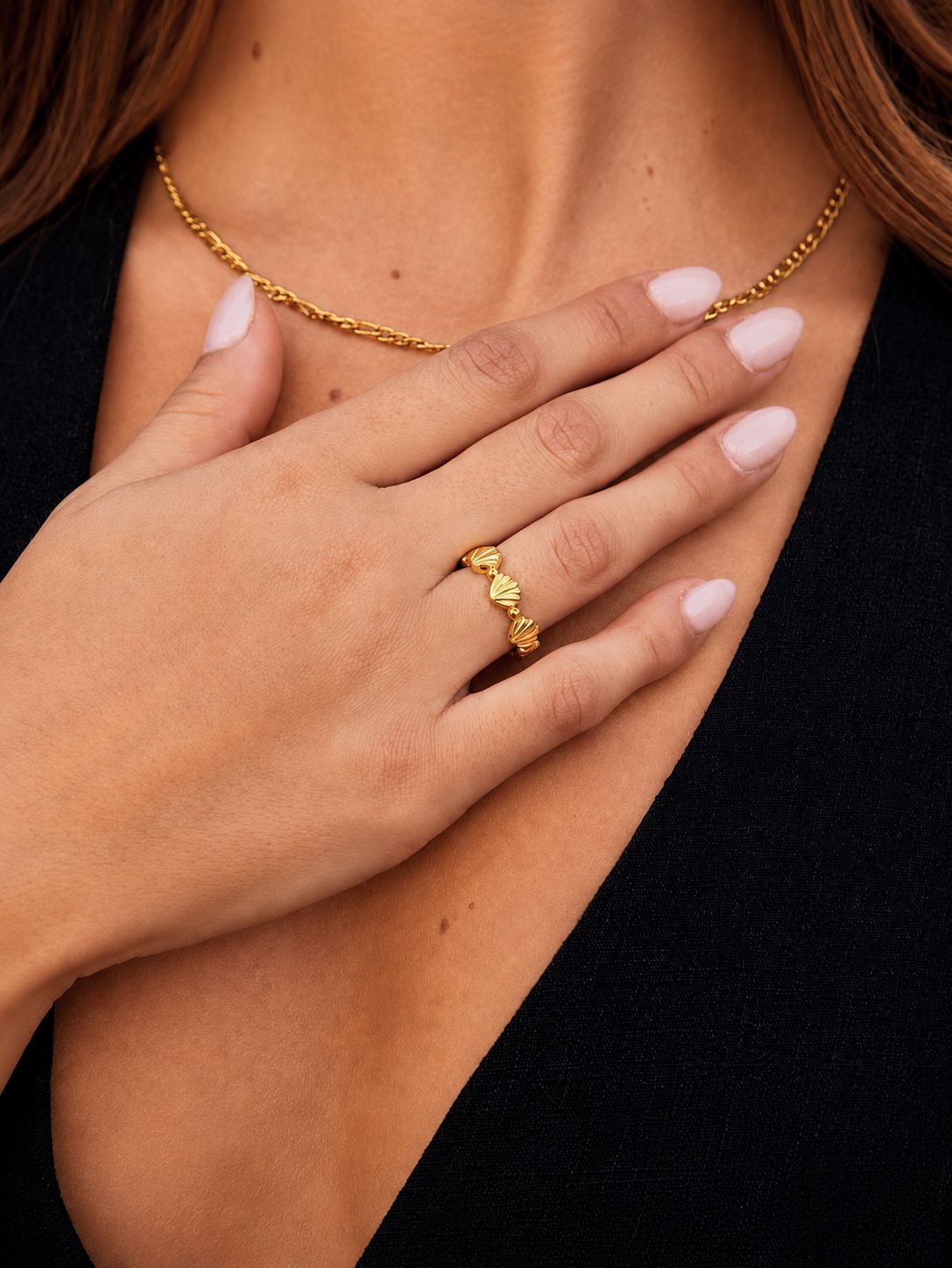 Anillo Ajustable Estilo Oceáno Enchapado En Oro 18K Anillo 05 ZAPRINI Oro 