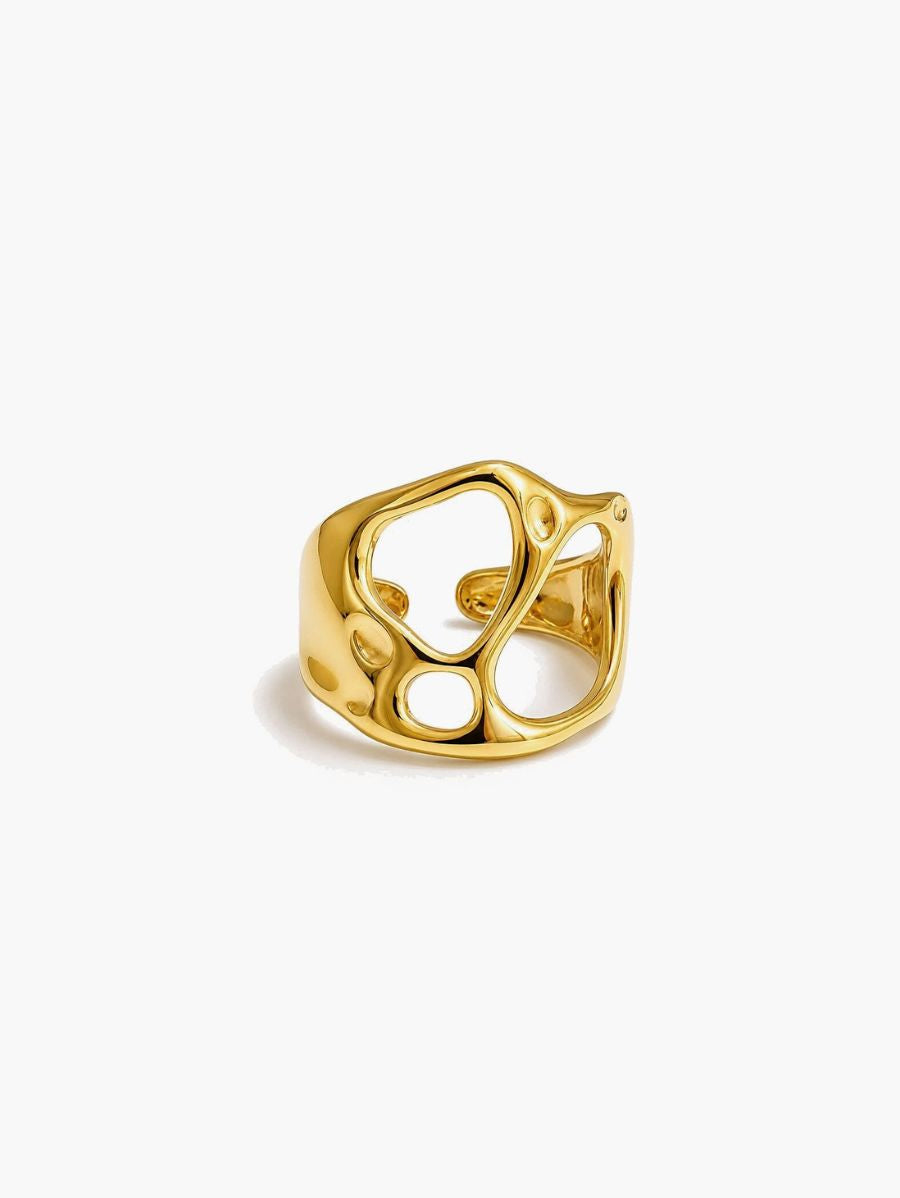 Anillo Ajustable Geométrico Hueco Enchapado En Oro 18K Anillo 06 ZAPRINI 