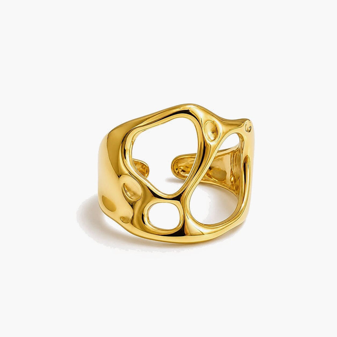 Anillo Ajustable Geométrico Hueco Enchapado En Oro 18K Anillo 06 ZAPRINI 