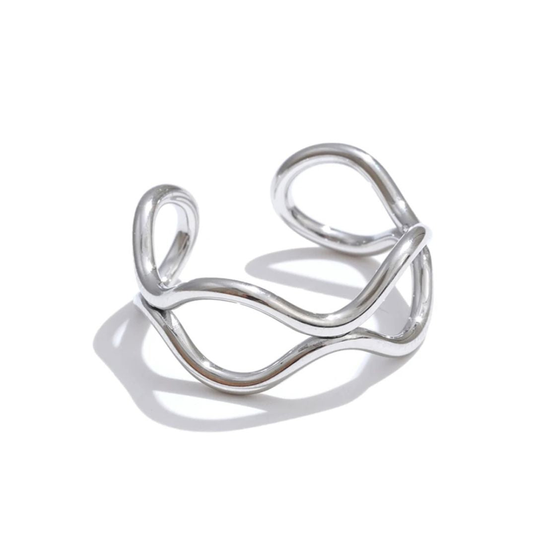 Anillo Ajustable Geométrico Hueco Enchapado En Oro 18K Anillo 01 ZAPRINI Plata 