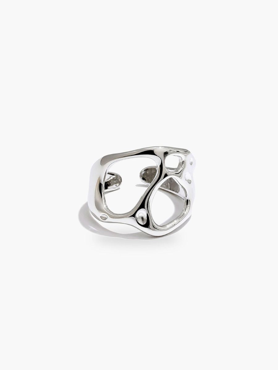 Anillo Ajustable Geométrico Hueco Enchapado En Oro 18K Anillo 06 ZAPRINI Plata AJUSTABLE 