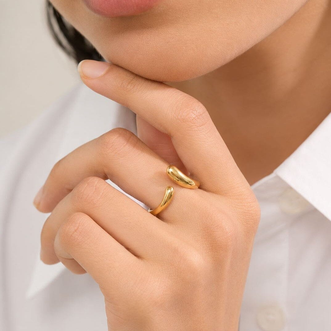Anillo Ajustable Minimalista Enchapado En Oro 18K Anillo 03 ZAPRINI Oro AJUSTABLE 