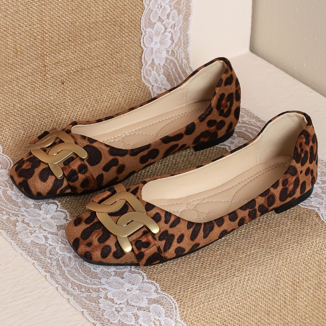 BAILARINAS CON ESTAMPADO LEOPARDO Y DETALLE DORADO Bailarina 22 ZAPRINI 34 