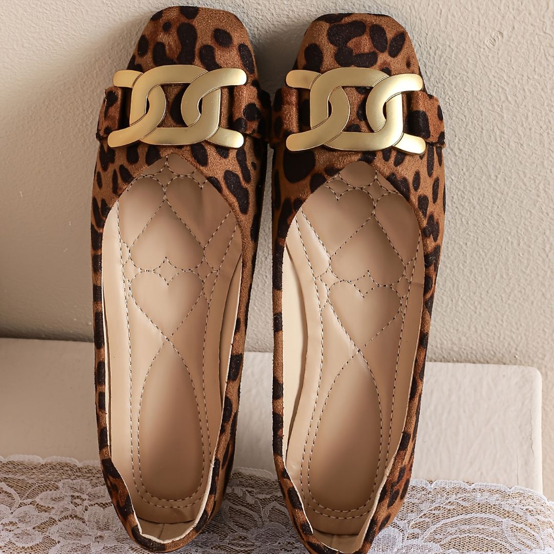 BAILARINAS CON ESTAMPADO LEOPARDO Y DETALLE DORADO Bailarina 22 ZAPRINI 
