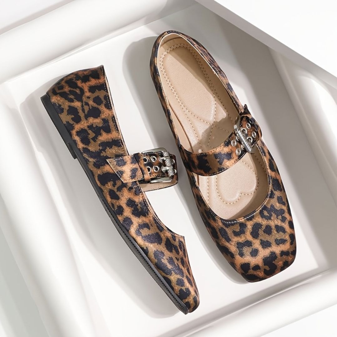BAILARINAS CON ESTAMPADO LEOPARDO Y PUNTA CUADRADA Bailarina 10 ZAPRINI 34 