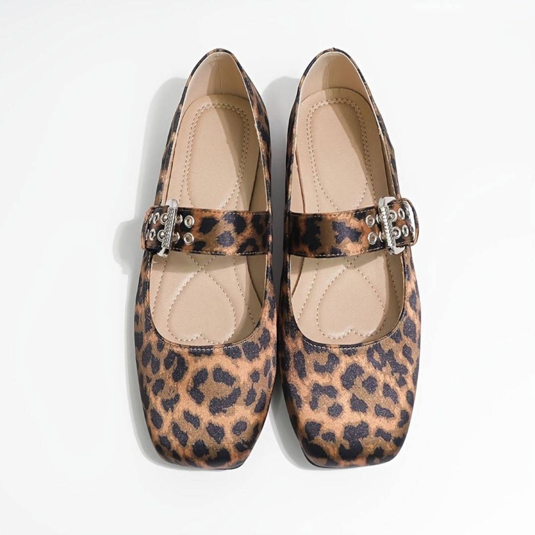 BAILARINAS CON ESTAMPADO LEOPARDO Y PUNTA CUADRADA Bailarina 10 ZAPRINI 