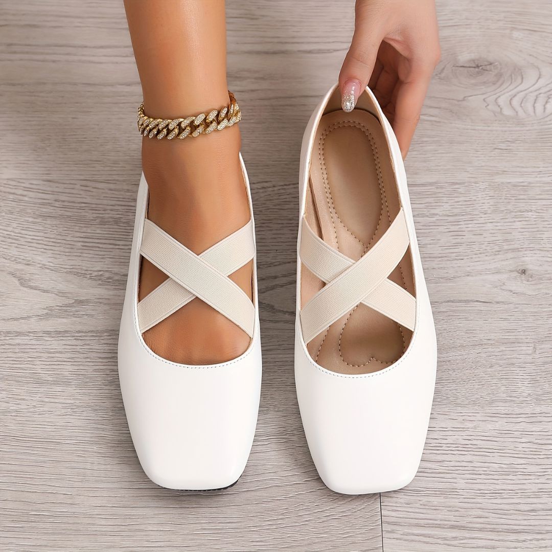 BAILARINAS CON PUNTA CUADRADA Y ELASTICOS Bailarina 4 ZAPRINI 