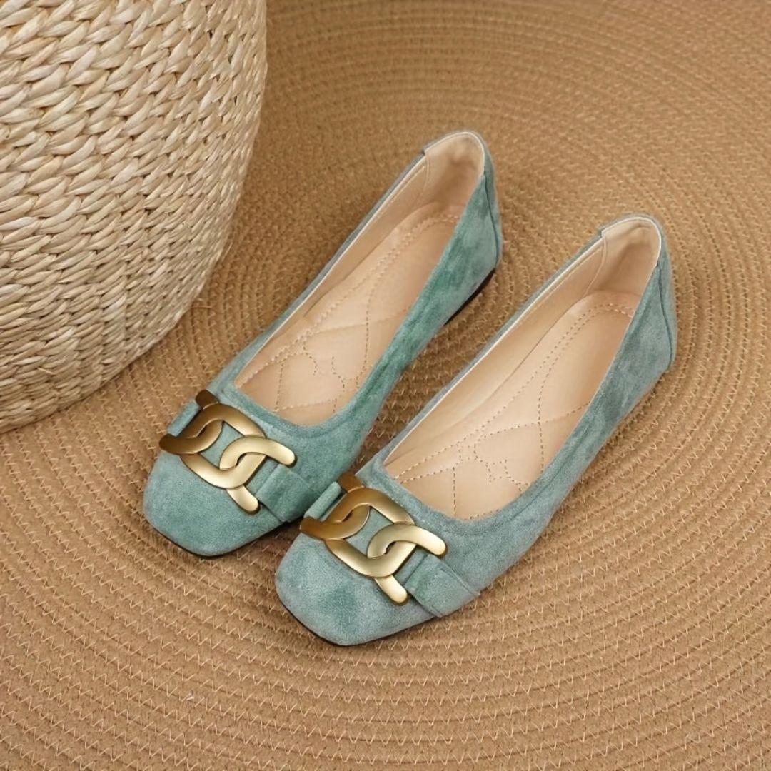 BAILARINAS DE PUNTA CUADRADA CON DETALLE DORADO Bailarina 19 ZAPRINI 34 