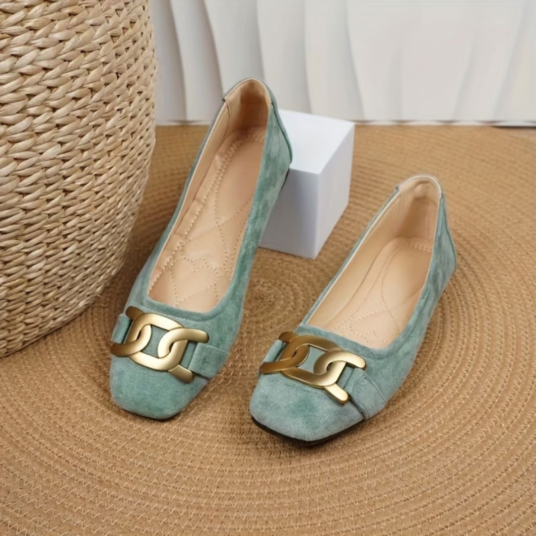 BAILARINAS DE PUNTA CUADRADA CON DETALLE DORADO Bailarina 19 ZAPRINI 