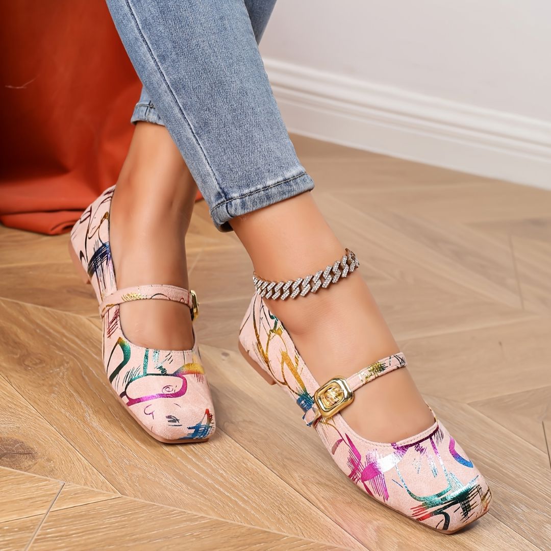 BAILARINAS DE PUNTA CUADRADA CON DISEÑO Bailarina 12 ZAPRINI Rosa 34 