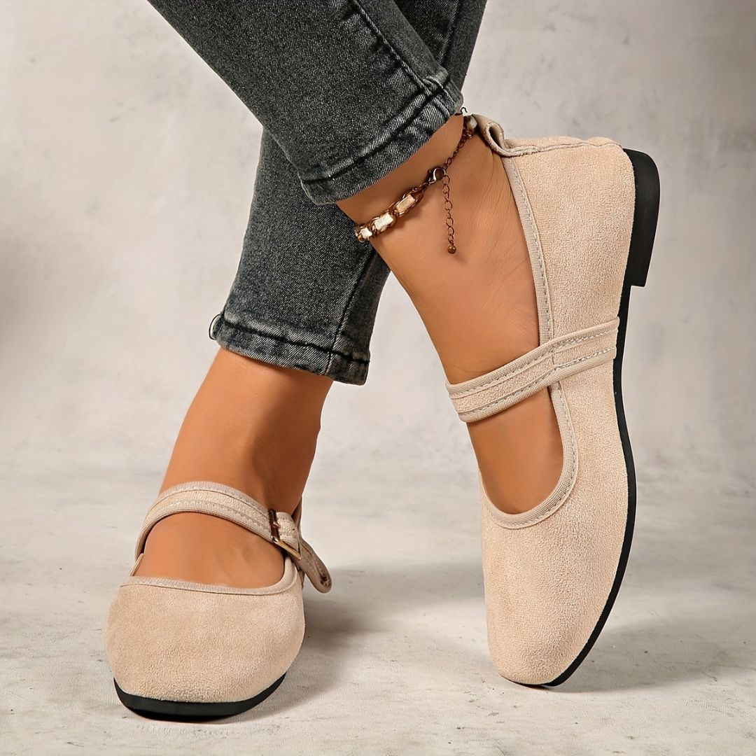 BAILARINAS DE PUNTA CUADRADA CON HEBILLA Bailarina 11 ZAPRINI Beige 34 