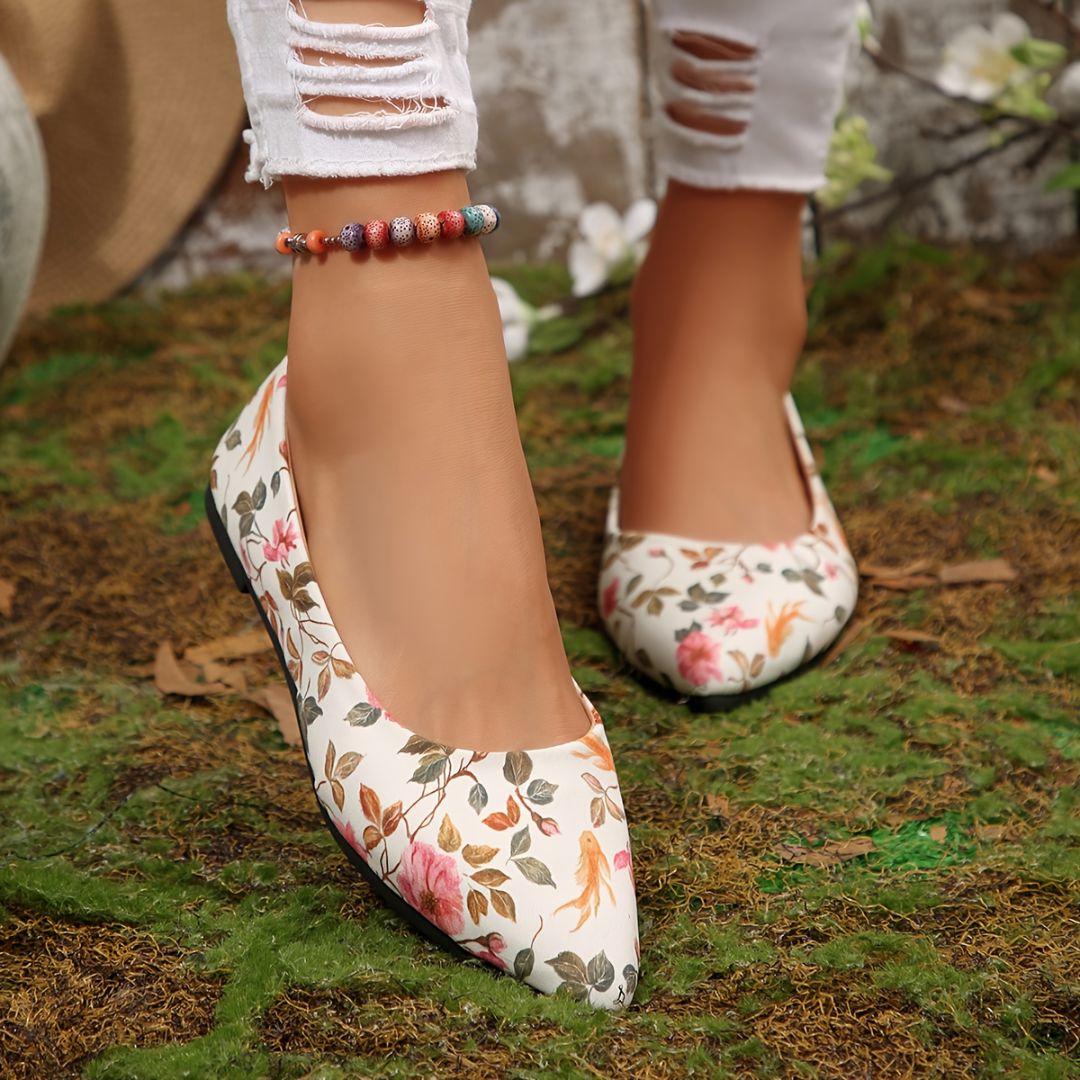 BAILARINAS DE PUNTA FINA CON ESTAMPADO FLORAL Bailarina 8 ZAPRINI Blanco 34 
