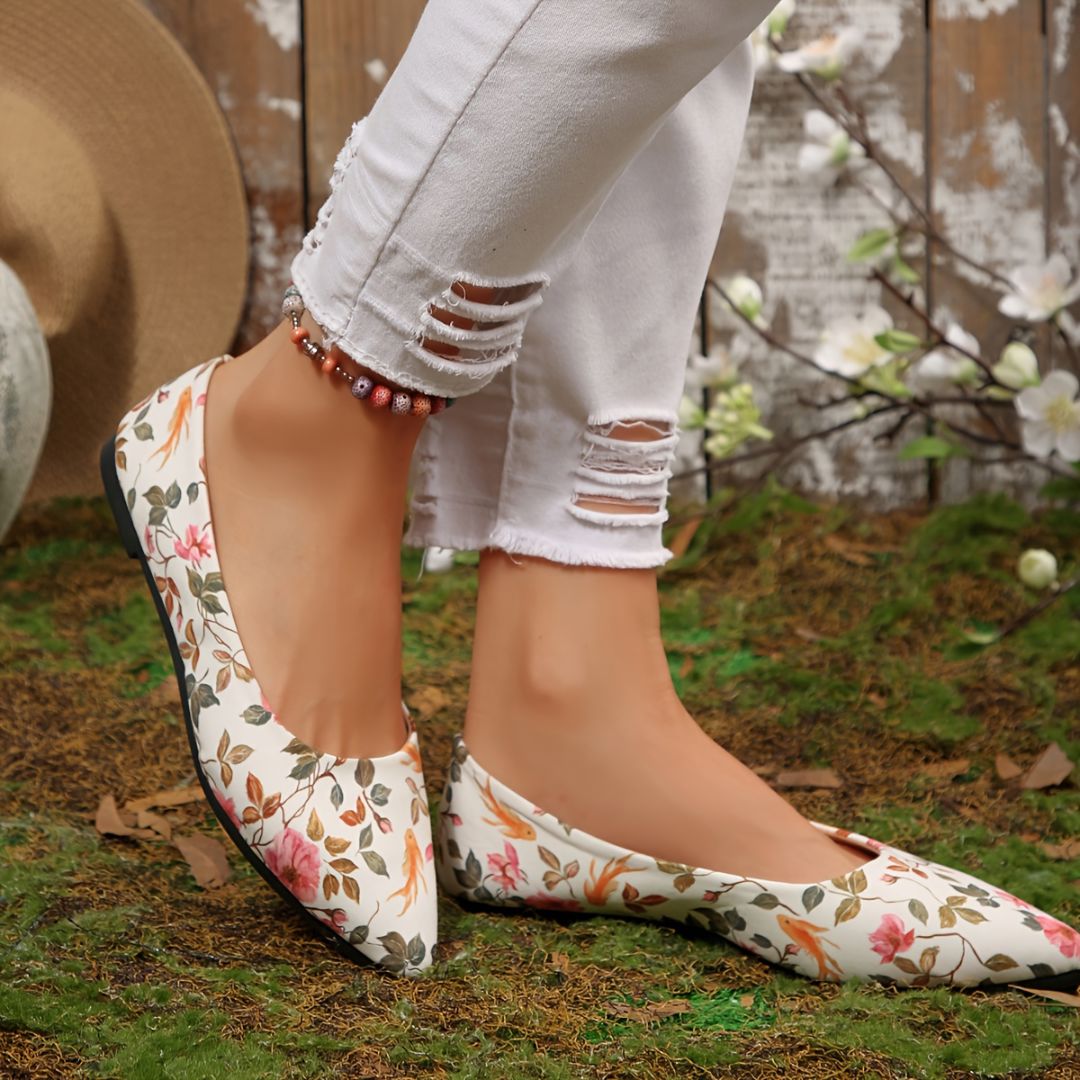 BAILARINAS DE PUNTA FINA CON ESTAMPADO FLORAL Bailarina 8 ZAPRINI 