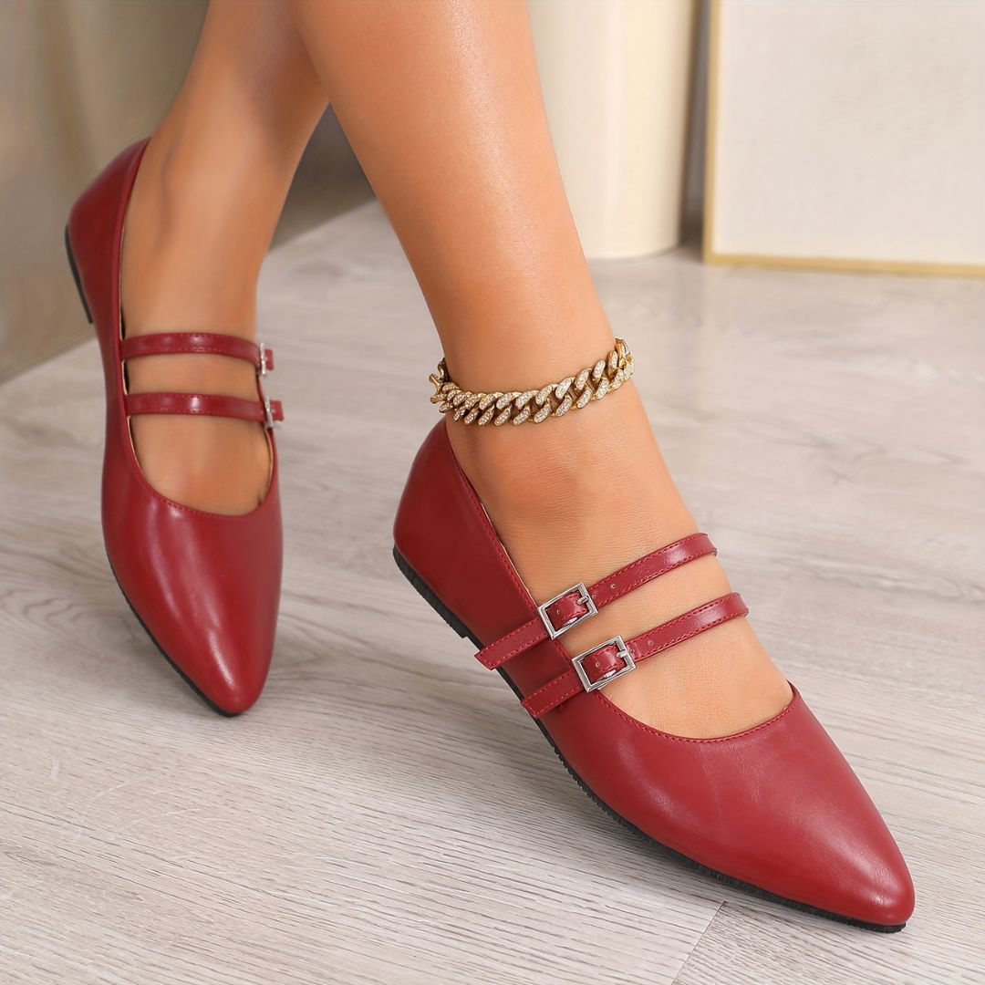 BAILARINAS DE PUNTA FINA CON HEBILLAS Bailarina 5 ZAPRINI Rojo 34 