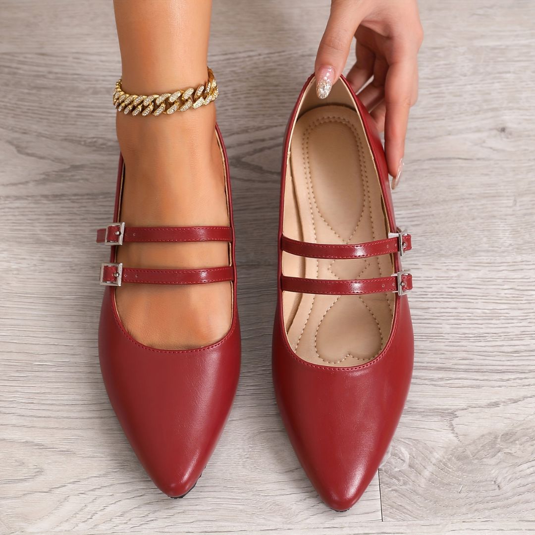 BAILARINAS DE PUNTA FINA CON HEBILLAS Bailarina 5 ZAPRINI Rojo 34 